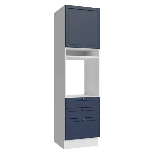 Torre Quente 60 x 60 cm 1 Porta 3 Gavetas Branco/Azul Vik Madesa