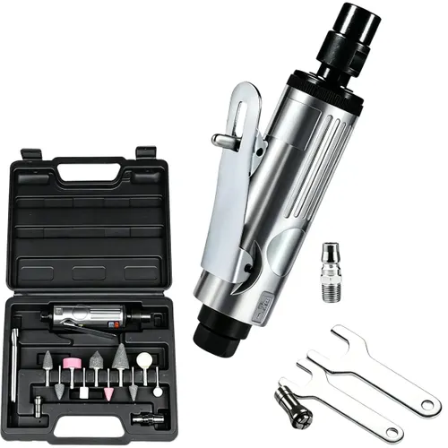 Retífica Pneumática Profissional Naisieka KMJ de Alta Rotação, com Maleta e Kit de Ponteiras para Lixar e Polir Metal