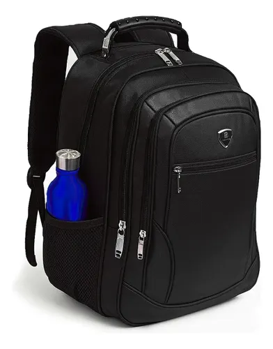 Mochila Masculina Faculdade Impermeável Resistente Grande Trabalho Escola Cor Preto Desenho do Tecido Liso