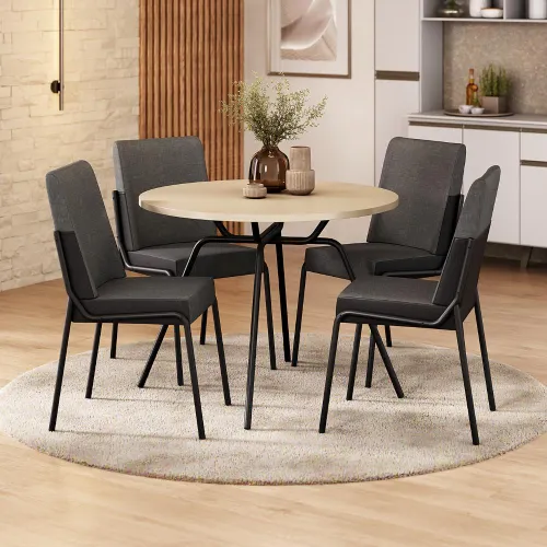 Conjunto Sala de Jantar 4 Cadeiras Verona Carraro Off Preto