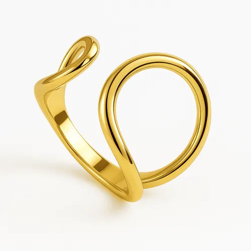 Anel Abstrato Aberto em Ouro 18k