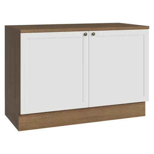 Balcão de Cozinha 120 x 60 cm 2 Portas (Com Tampo) Rustic/Branco Vik Madesa