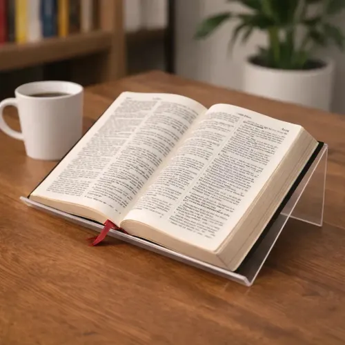 Suporte Bíblia Porta Livros Estudo Leitura Acrílico Cristal de Mesa