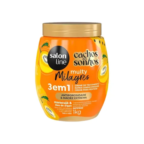 Creme de Pentear Salon Line Cachos dos Sonhos Maracujá Multy 3 em 1 Creme para Cabelo Cacheado 1 Kg