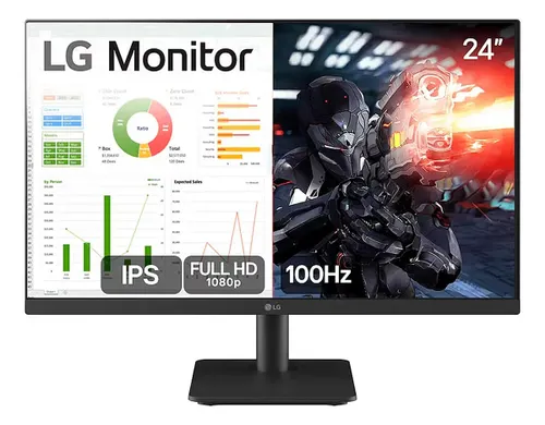 Monitor PC Gamer LG 24”- IPS, Full HD, 100Hz, HDMI, Preto - 24MS500-B