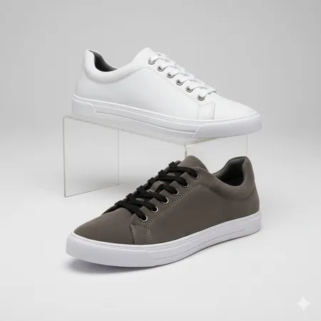 Kit 2 Tênis Masculino Branco Cinza Sola Reta Confortável Casual Sapatenis Academia Trabalho Escola