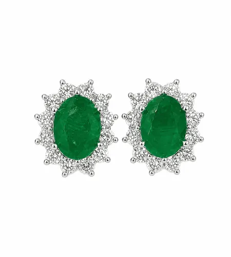 Brinco Oval 6mm Seis Garras Esmeralda