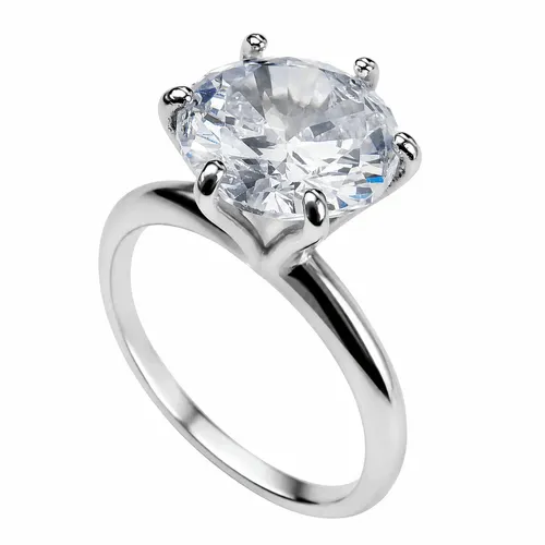Anel Prata Solitário 10 mm com Zircônia