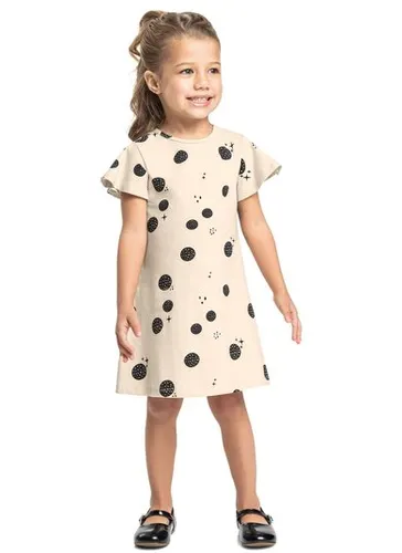 Vestido de Bolinhas Infantil em Cotton (Bege) Bee Loop