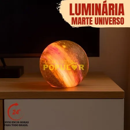 Luminária Decorativa LED Bola de Vinil Presente 10CM Universo Marte Luminária Decorativa