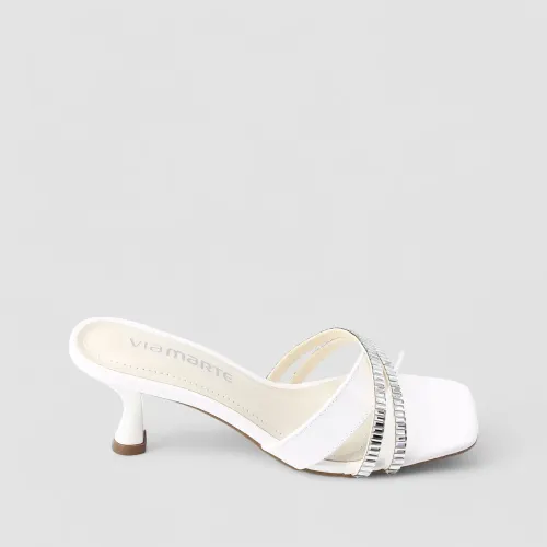 Tamanco Feminino Via Marte Strass Branco