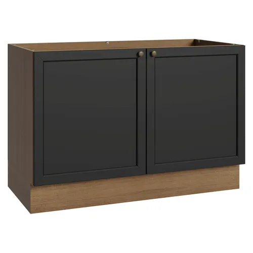 Balcão Gabinete de Pia 120 cm (Sem Tampo) Rustic/Preto Vik Madesa