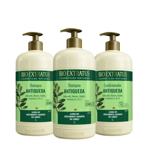 Kit Bio Extratus Jaborandi Antiqueda Shampoo Litro Extra e Condicionador (3 Produtos)