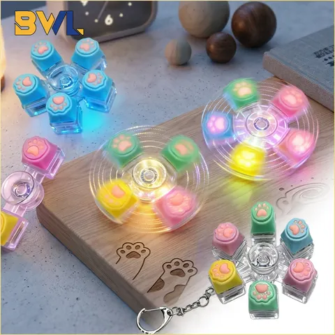 Chaveiro de Teclado Mecânico com Formato de Pata de Gato, Fidget Spinner, Brinquedo Antiestresse, Chaveiro Macio e Fofo para Escritório, Presente para Aliviar a Ansiedade