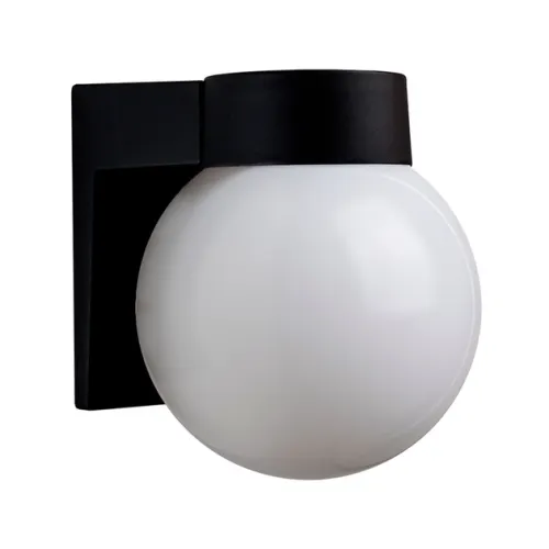 Arandela Abs Policarbonato Preto Ip54 Esfera