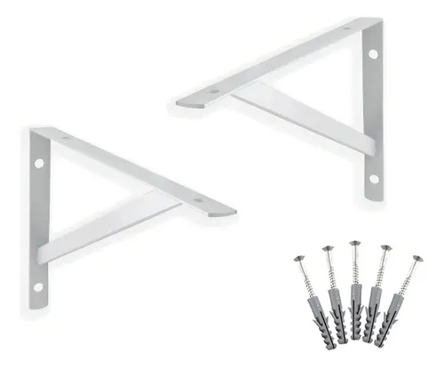 6 X Mão Francesa 20cm Acompanha Kit de Parafuso e Bucha Branco Ferrard