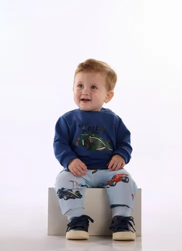 Conjunto Infantil Racing com Estampa Digital Azul