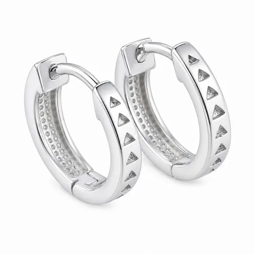 Brinco Argola Lisa com Detalhe Triângulo 1 cm em Prata 925