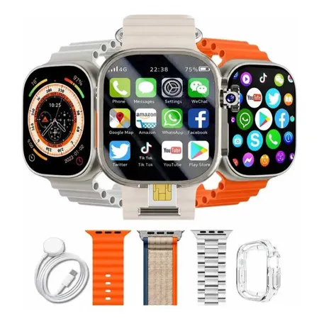 Smartwatch Hw Ultra Call 3 4/64gb Celular de Pulso 5g Wifi Tela Amoled Gps 3 Pulseiras