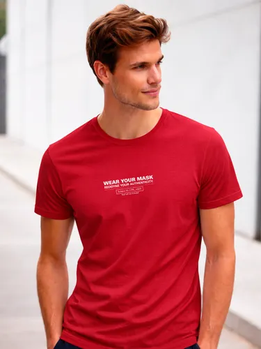 Camiseta Aveloz Masculino Authenticity Confortável 100% Algodão Vermelho