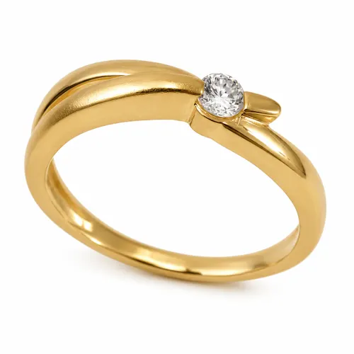 Anel Solitário com 1 Diamante em Ouro 18K