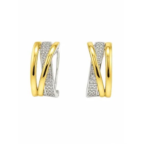 Brinco Argola 17 mm com Zircônias em Prata 925 e Prata Banhada a Ouro