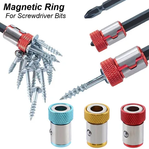 Anel magnético chave de fenda bit titular cruz phillips ímã 1/4 forte magnetizador peça removível adaptador chave de fenda ferramenta elétrica