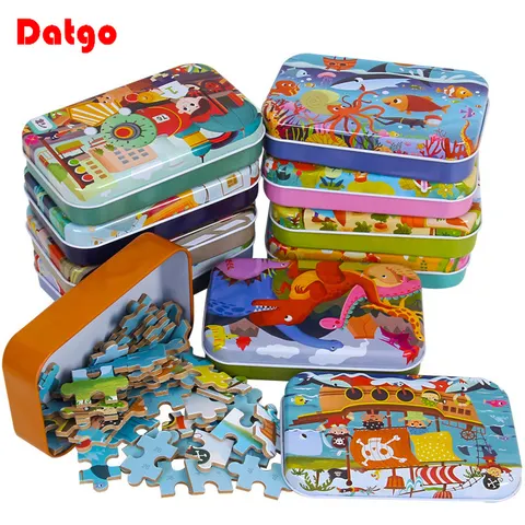 Quebra-cabeça de madeira de 60 peças, brinquedos para crianças, veículo de desenho animado, animal, madeira, aprendizagem do bebê, brinquedo educativo, presente para crianças, imperdível