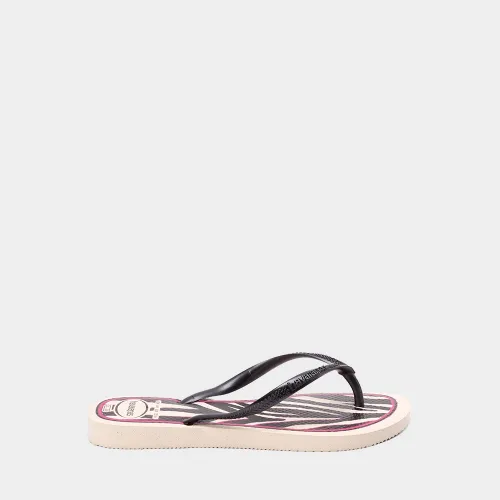 Chinelo Feminino Havaianas Slim Animals Zebra Original Bege