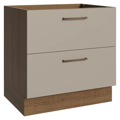 Balcão de Cozinha 80 x 60 cm 2 Gavetas (Sem Tampo) Rustic/Crema Agata Madesa