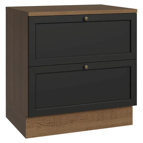 Balcão de Cozinha 80 x 60 cm 2 Gavetas (Com Tampo) Rustic/Preto Vik Madesa