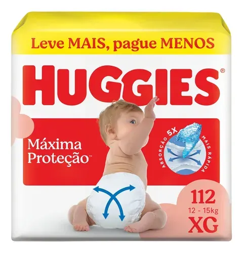 Huggies Fralda Descartável Máxima Proteção XG - 112 Un