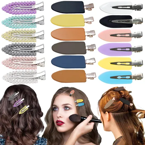 12pçs elegantes brilhantes com pérolas, imitação de diamantes, grampos de cabelo de folha de strass de plástico, decorações de cabelo de festa romântica sólida