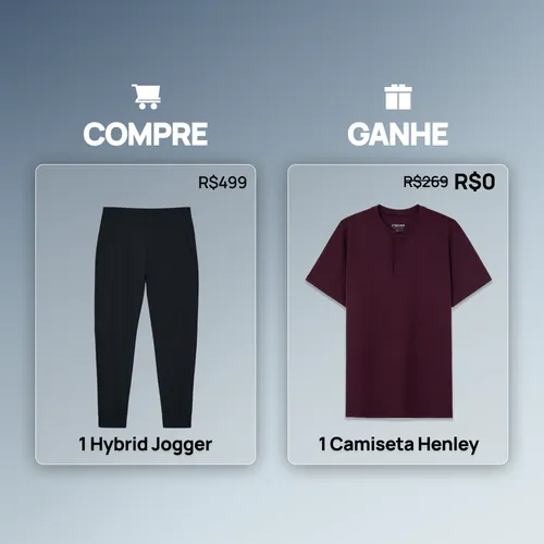 Compre 1 Calça Jogger Masculina Hybrid e Ganhe 1 Camiseta Henley Game Changer
