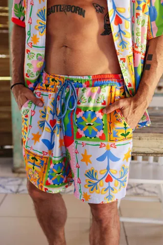 Short Reto Masculino Estampa Zazulejo