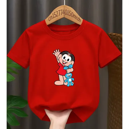 Camiseta Infantil Mônica e Sansão Camisa 100% Algodão Unissex Turma da Mônica Blusa Desenho Maurício