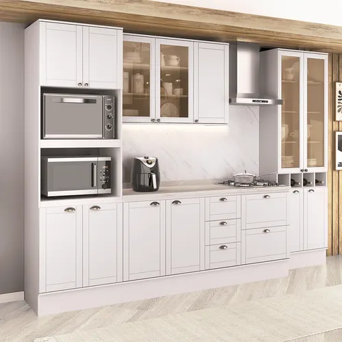 Armário de Cozinha Completa com Balcão Milla Ideal Carraro Branco
