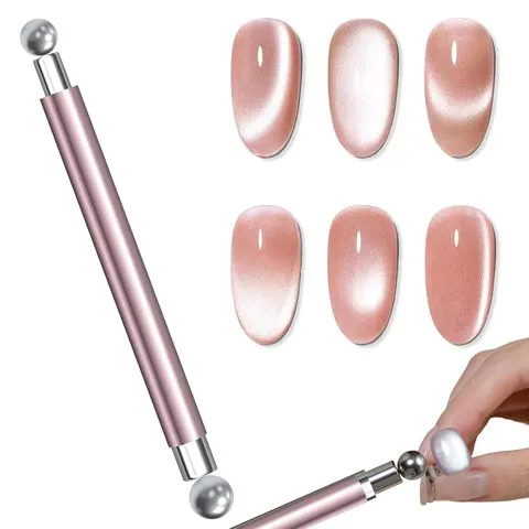 1/2 unidades de conjunto magnético para unhas com efeito «olho de gato», incluindo esfera e aplicador magnético, conjunto de ferramentas com caneta magnética de dupla ponta e ímã potente, materiais para unhas em gel com efeito «olho de gato» 3D.