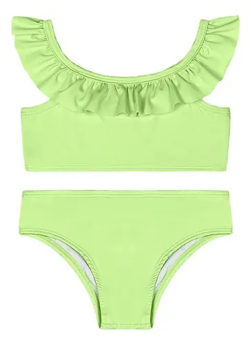 Biquíni Infantil em Malha Lisa UV DRY Forrados Verde Claro