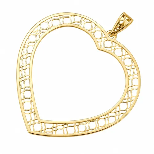 Pingente Coração Vazado 4,5 cm em Ouro 18K
