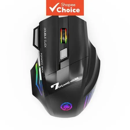 Mouse gamer sem fio 7 botões, modo duplo, recarregável TYPEC, silencioso, iluminação colorida para PC