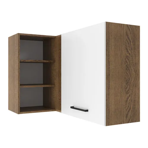 Armário Aéreo de Canto Madesa Agata 1 Porta para linha de 60 cm de profundidade Rustic/Branco