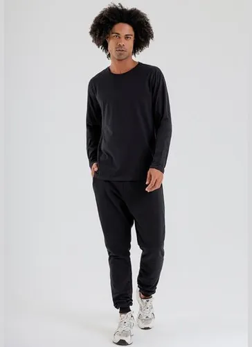 Camiseta Básica de Mangas Longas Masculino Adulto (Preto) Just Basic
