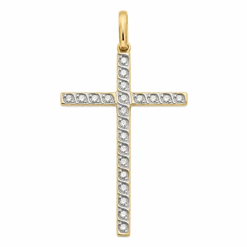 Pingente Cruz com Brilhantes 3,5 cm em Ouro 18K