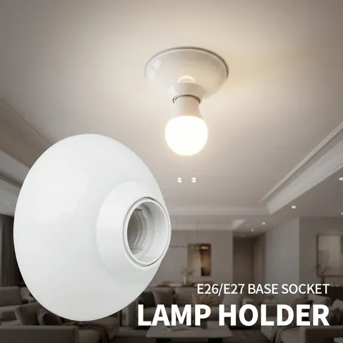 Base de soquete redonda para lâmpada LED DIY E27, 850 ° Base de Soquete para Luminária Suspensa Fireproog, Suporte Industrial para Luz de Teto e Parede