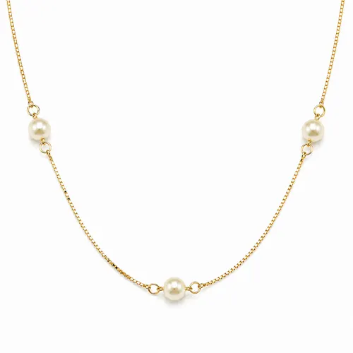 Colar Veneziana com 11 Pérolas 45 cm em Ouro 18K