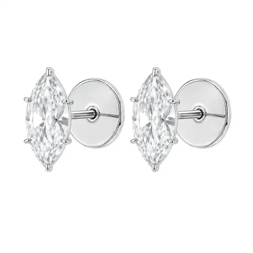 Brinco Navete Cristal 7x12 mm em Prata 925 com Ródio