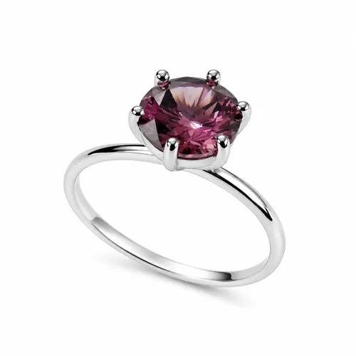 Anel Solitário 6 Garras com Zircônia Rodholita 10 mm em Prata
