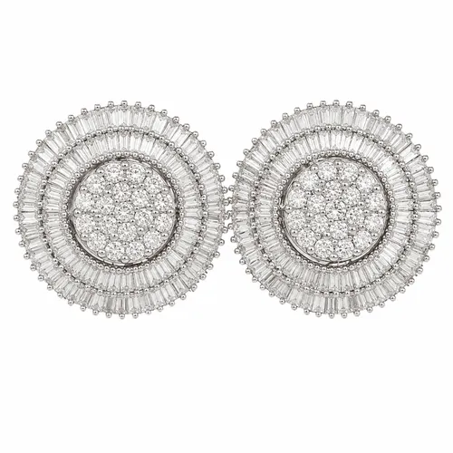 Brinco Pizza com Diamantes em Ouro Branco 18K