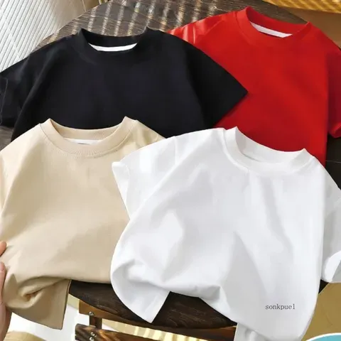 2025 crianças algodão manga curta branco vermelho preto camiseta meninas verão roupas de bebê crianças meninos topos